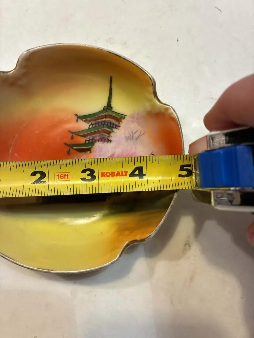 Vintage Noritake Japanese Porcelain Small Bowl with Hand-Painted Pagoda Landscap